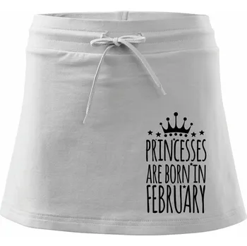 Dámská sukně Princesses are born in February - Sportovní sukně - two in one - S ( Bílá )