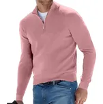 Pánský svetr se zipem Casual Sweater Barva: Růžová, Velikost: L