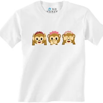 Chlapecké tričko Dětské tričko Emoji Opičky (Od 3 do 13 let) (Velikost: 3-4, Barva: Bílá)