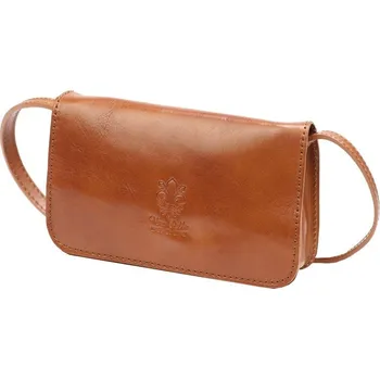 Pevná malá kožená crossbody kabelka Florence 107 světlehnědá