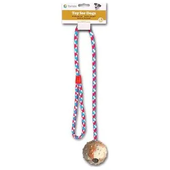 Hračka pes Míč na šňůře s rolničkou 6,5x60cm Tommi