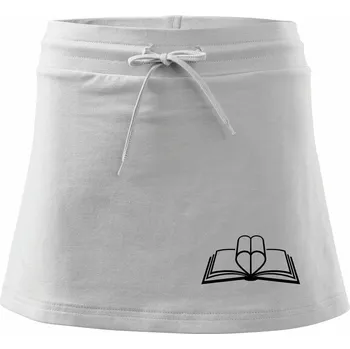 Dámská sukně Kniha love - Sportovní sukně - two in one - L ( Bílá )