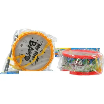 Hudební nástroj pro děti Bubínek velký dětský 21cm set se 2 paličkami v sáčku 2 barvy