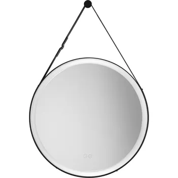 Zrcadlo Černé závěsné zrcadlo s LED osvětlením Nova Luce Rems 85 x 64 cm