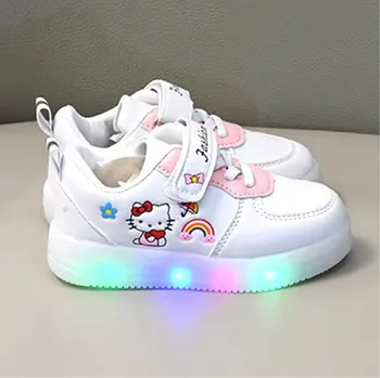 Dětská treková obuv Dětské LED svítící boty Hello Kitty Barva: Bílá, Velikost EUR: 30
