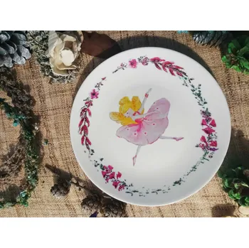 Talíř Keramický talíř - Baletka / Víla - výběr 3 motivů Motiv: Víla růžová