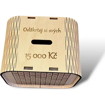 Úložný box JarisWood Dřevěná kasička na 15 000 Kč Varianta: Bez vlastního textu