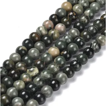 Dětské navlékací korálky Jaspis dřevitý zelený 8 mm (návlek 44 - 46 korálků)