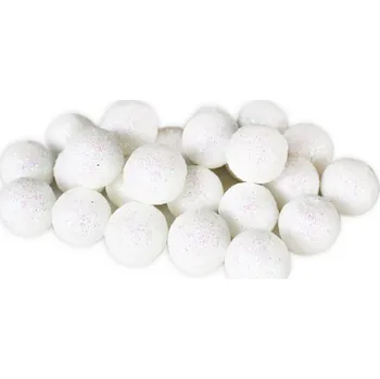 Vánoční dekorace Kulička sněhová 3 cm - bílá glitter - 1 ks