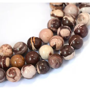 Dětské navlékací korálky Jaspis zebra hnědá 4 mm (návlek 86 - 88 korálků)