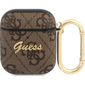 Příslušenství pro sluchátka Guess 4G Script Pouzdro pro AirPods 1/2 Barva: Hnědá