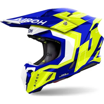 Helma na motorku přilba TWIST 3 Dizzy, AIROH (lesklá modrá/žlutá, vel. 2XL) 2025