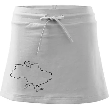 Dámská sukně Mapa Ukrajiny - srdce - Sportovní sukně - two in one - L ( Bílá )