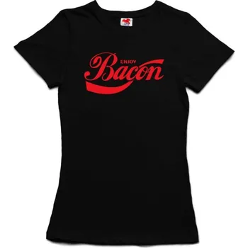 Žertovný předmět Bacon - dámské tričko s potiskem M černá - black