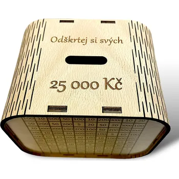 Úložný box JarisWood Dřevěná kasička na 25 000 Kč Varianta: Bez vlastního textu