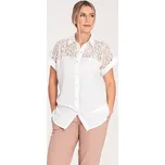 Smetanová košile s krajkou a límečkem M1073 Ecru Velikost: M