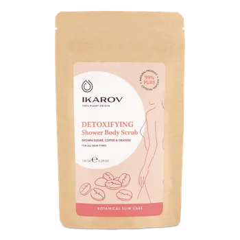 Tělový peeling Detoxikační tělový peeling do sprchy Tmavý cukr, káva, pomeranč Ikarov 150 g