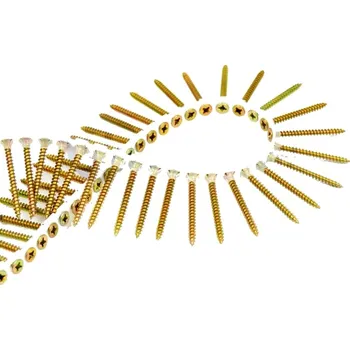 Vrut Páskovaný vrut do dřeva 4,0x45 mm, PZ, zinek žlutý, zápustná hlava (páskované vruty do dřeva univerzální)