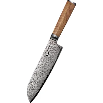 Kuchyňský nůž Swityf - kuchyňské nože Damaškový nůž Santoku 18 cm, růžové dřevo DSK-LF