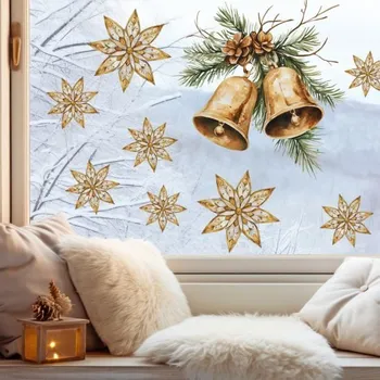 Vánoční dekorace Housedecor VÁNOČNÍ SAMOLEPKA NA OKNO - ZVONKY A HVĚZDY