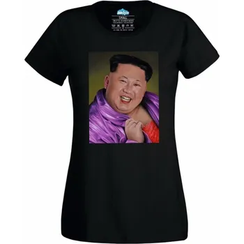 Dámské tričko Dámské tričko Transgender Kim Čong-un (Skladem XS-4XL) (Velikost: 4XL, Barva: Černá)