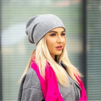 Čepice Pletená spadnutá čepice Bee - světle růžová