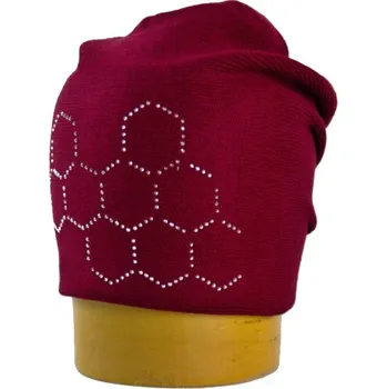 Čepice Pletená spadnutá čepice Bee - vínová