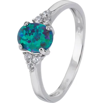 Prsten Bealio BEALIO Stříbrný prsten ELEGANTNÍ zelený OPÁL Velikost prstenu: 63 2598_63