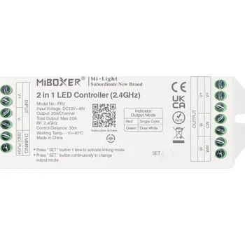 LED páska RF Přijímač 20A 2v1 pro jednobarevné a CCT LED pásky - Mi-Light MiBoxer - - LED Solution - PR2 - PR2