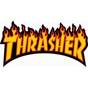 Samolepicí dekorace na vozidlo Samolepka THRASHER "FLAME LOGO MEDIUM" černo žlutá 15 x 8 cm