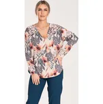 Dámská béžová květovaná košile s dlouhým rukávem M1070 Pattern 108 Velikost: XL