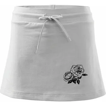 Dámská sukně Růže rozkvetlá - Sportovní sukně - two in one - S ( Bílá )