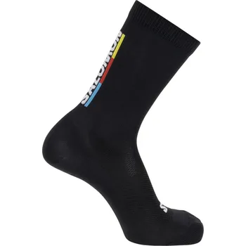 Dámské ponožky Salomon Pulse Race Flag Crew LC2262100 - black/bright red/lemon 36-38