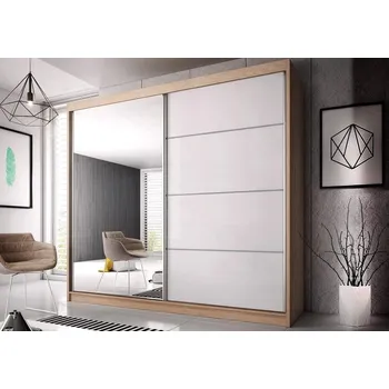 Šatní skříň Skříň šatní MULTI 35 bílý lesk-dub sonoma, skladem, 233 x 218 x 61 cm