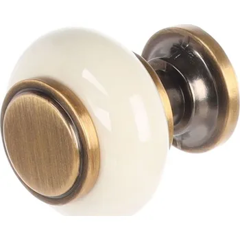 Nábytkové kování - Knopka Edita patinovaná zlatá/ porcelán