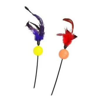 Hračka pro kočku Hračka kočka Udice s peřím a míčkem