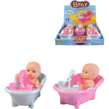Panenka Koupací set panenka miminko ve vaničce 14cm s lahvičkou 2 barvy plast
