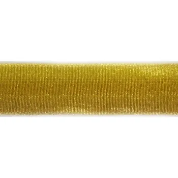 Stuha Plátnová stuha s metaloplastem a drátem, 25 mm, zlatá
