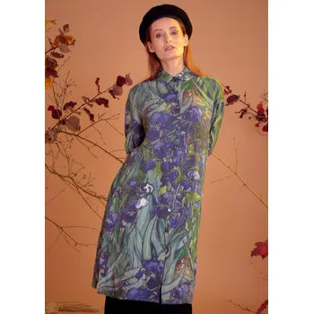 Dámské šaty Lněné 100% Lněné šaty Vincent Van Gogh Kosatce Irisis Velikost: S