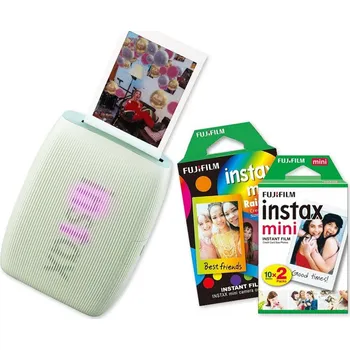 Tiskárna Fujifilm instax mini Link 3™, zelená + Colorfilm (20ks) & Rainbow film (10ks)