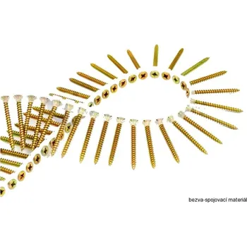 Vrut Páskovaný vrut do dřeva 4,0x40 mm, PZ, zinek žlutý, zápustná hlava (páskované vruty do dřeva univerzální)