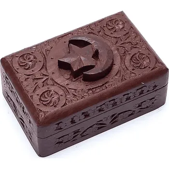 Úložný box Milujeme Kameny Truhlička - dřevěná vyřezávaná - Měsíc 201440