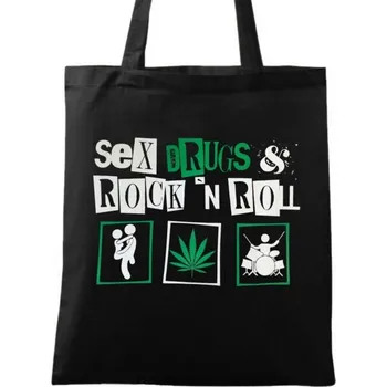 Bavlněná taška Sex, Drugs and Rock'n'roll "Weed Edition" (Barva: Černá)
