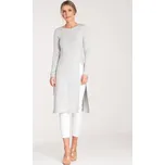 Šedá dlouhá dámská halenka s rozparkem M1075 Grey Velikost: M