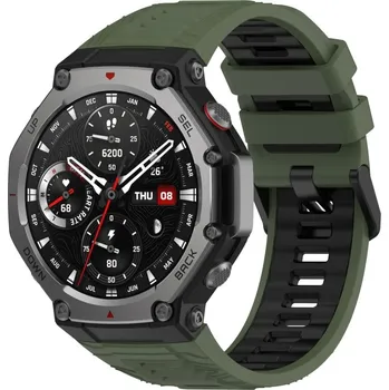Příslušenství k chytrým hodinkám VSECHNONAMOBIL 96244 SPORTY Vyměnitelný silikonový řemínek Amazfit T-Rex 3 OLIVE GREEN BLACK