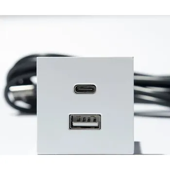 Organizér kabelů ASA 06029Z00044 Nabíjecí HUB vestavný VERSAPICK, 1xUSB 5V (typ A+C), 42x42mm, čtvercový, kov, bílá RAL9003