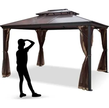 Zahrada Terasový altán s pevnou střechou 3×3,6m s moskytiérou