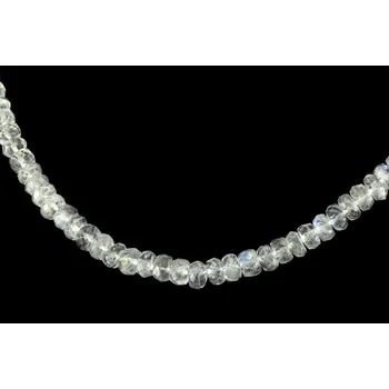 Náhrdelník Náhrdelník z broušeného bílého měsíčního kamene QAA, čočky, 3 x 5 mm, Ag 925/1000 (ME2151B)