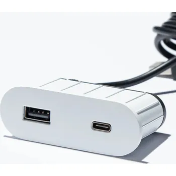 Organizér kabelů ASA 06029P00010 Nabíjecí HUB vestavný VERSAPICK, 2xUSB 5V (typ A), 70x25mm, oválný, plast, bílá matná