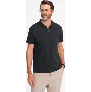 Pánské tričko Ombre Clothing Černá polokošile s ozdobným zipem V8 POSS-0109